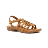 Sandalia de mujer con tiras entrelazadas y pulsera ajustable, diseño casual y cómodo.