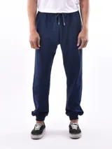 Pantalón de jogging azul marino con cintura elástica ajustable con cordón y puños elásticos.