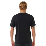 Remera de mangas cortas con diseño de bloques de color negro en la parte superior y beige en la parte inferior.