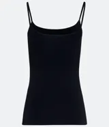Musculosa básica de microfibra color negro, con breteles finos y escote redondo.