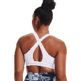Top deportivo Under Armour Crossback Mid Bra, color blanco, ideal para entrenamientos de impacto medio como gym, ciclismo o clases de fitness.