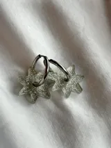 Par de aros dorados con forma de estrella negra.