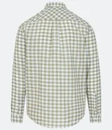 Camisa de hombre regular, confeccionada en algodón más sostenible, con cuello inglés, mangas largas, abotonada frontal y estampado de cuadros.