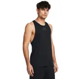 Musculosa deportiva Under Armour Vanish Energy Tank para hombre, color negro con logo en el pecho. Ligera, extra elástica, transpirable y de secado rápido.