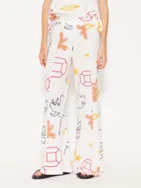 Pantalón de algodón estampado, de corte amplio y cintura elastizada.