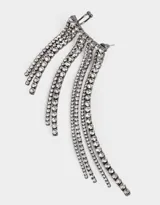 Aros pasantes plateados con tiras colgantes de strass.