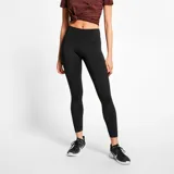 Calza larga deportiva Nike One Luxe, color negro, de tiro alto y corte ajustado.