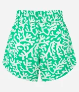 Short de playa de chiffon con estampado de algas, cintura elástica y lazo.