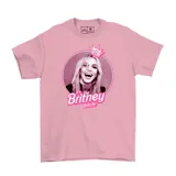 Remera de algodón negro con estampado gráfico color rosa alusivo a la música pop.