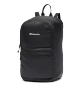 Mochila unisex Columbia Lightweight Packable color negro, con logo estampado en blanco. Liviana y plegable, con bolsillo frontal para accesorios, asa de agarre y correa de hombro ajustable. Se guarda en un bolsillo exterior. Capacidad de 19 litros.