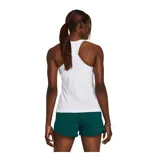 Musculosa deportiva Under Armour Launch Singlet color coral, de corte suelto, con espalda racerback y logo reflectivo en el pecho.