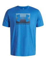 Remera celeste de manga corta Under Armour con logo estampado en el pecho.