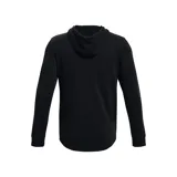 Buzo Under Armour para hombre, modelo Rival Terry LC HD, color negro con capucha y cordones blancos. Logo de la marca estampado en blanco en el pecho.