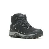 Bota de trekking Merrell Crosslander 3 Mid WP, color negro con detalles en gris. Fabricada en cuero y malla transpirable, con membrana impermeable, puntera sintética resistente a la abrasión y suela de goma con tracción.