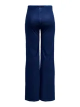 Pantalón de jean azul oscuro, de corte wide leg y tiro alto.