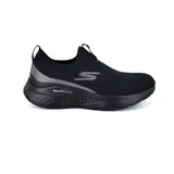 Championes deportivos Skechers GO RUN Lite Aurora Sky, color negro, sin cordones, con capellada de malla transpirable confeccionada con materiales reciclados, plantilla Air-Cooled Goga Mat, media suela con amortiguación ligera ULTRA GO y tecnología M-Strike.