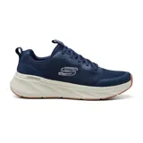 Championes deportivos Skechers Edgeride - Rekze color azul marino, con capellada de malla y revestimiento sintético, cordones elásticos, entresuela acolchada y plantilla Skechers Air-Cooled Memory Foam. Fabricados con al menos un 20% de material reciclado.