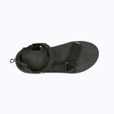 Sandalias deportivas Merrell Speed Fusion Web Sport para hombre, color negro con detalles en marrón. Confeccionadas con materiales reciclados, sistema de cierre de velcro y cordón elástico, plantilla de espuma FloatMax™ y suela de goma adherente.