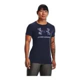 Remera deportiva Under Armour color fucsia con logo blanco estampado en el frente.