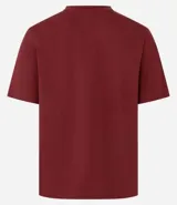 Remera de algodón color bordó, de corte recto, cuello redondo y manga corta.
