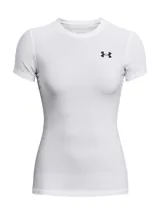 Remera deportiva blanca Under Armour HG OG Compression de manga corta y calce ajustado, con logo negro en el pecho.