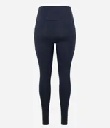 Calza deportiva larga de microfibra negra, con cintura doble contrastante y bolsillos laterales.