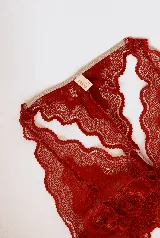 Soutien de encaje azul marino con breteles finos y elástico en el bajo busto.