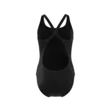 Traje de baño Adidas de una pieza, color negro con logo de la marca en blanco.