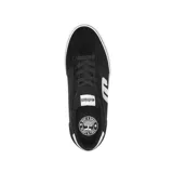 Championes urbanos Etnies Calli Vulc, con capellada combinada en lona gris y gamuza verde oscuro, logo blanco en el lateral, detalles en naranja y suela vulcanizada blanca.