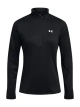 Buzo deportivo Under Armour Tech con medio cierre, color negro y logo blanco en el pecho.