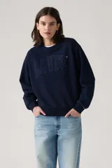 Buzo azul marino de algodón con cuello redondo y logo Levi's bordado en el frente. Corte clásico y puños y bajo acanalados.
