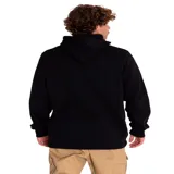 Buzo canguro negro de frisa con capucha ajustable con cordones y bolsillo frontal. Logotipo CAT bordado en el pecho.