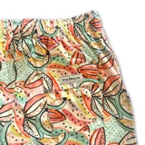 Short de baño estampado con bananas de colores, con elástico en la cintura, cordón ajustable, tres bolsillos (dos laterales y uno trasero), tela con 10% spandex de secado rápido con doble costura de seguridad e interior con mesh hipoalergénico.