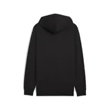 Buzo hoodie negro de Puma, modelo Ess Elevated Hoodie TR, para hombre. Diseño liso con logo pequeño estampado en el pecho, capucha con cordones ajustables, bolsillo tipo canguro y puños y cintura acanalados.