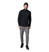 Buzo polar negro de hombre Columbia Tech Knit 1/4 con cierre parcial, tecnología Omni-Shade™ UPF 40 y Omni-Wick™, bolsillo en la manga y detalles reflectantes.