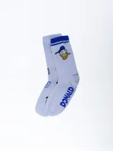 Pack de dos pares de medias blancas con puño azul y diseño de Donald.