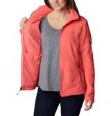 Campera polar Columbia Fast Trek II Jacket, color celeste, con cierre frontal completo, cuello alto y bolsillos laterales con cierre.