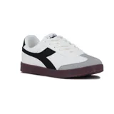 Championes Diadora Bamtelo de cuero sintético blanco con detalles en negro y gris.