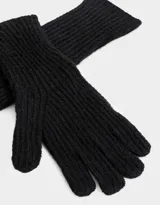 Par de guantes tejidos color gris con puños largos.