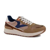 Championes casuales American Sport Sodrine, color marrón con detalles en azul, blanco y naranja.
