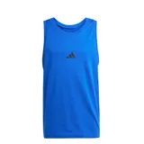 Musculosa azul de hombre Adidas Essentials Tank con logo negro estampado en el pecho.