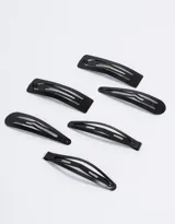 Set de 6 hebillas tic tac negras con distintas formas.