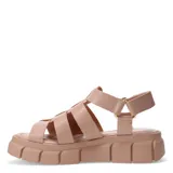 Sandalias Bottero color blanco hueso con tiras de cuero sintético y ajuste con velcro.