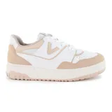 Championes deportivos Via Marte modelo Zia D02, color blanco con detalles en beige.