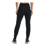 Pantalón de jogging negro Under Armour para mujer, de corte ajustado, con cintura elástica ajustable con cordón, bolsillos laterales y logo estampado en la pierna.