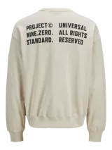 Buzo de manga larga y cuello redondo con fit holgado, confeccionado en tejido loop back sin cepillar 100% algodón.