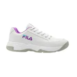 Championes Fila Grand Prix de mujer, color blanco con detalles en lila y celeste.