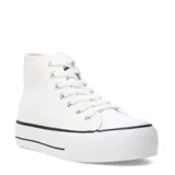 Championes de caña alta color blanco con plataforma y cordones.