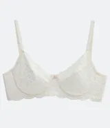Soutien blanco de encaje floral, sin relleno y con aro.