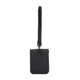 Bandolera negra con estampado geométrico, correa ajustable con hebilla de liberación rápida, compartimento principal con bolsillo plano, bolsillo trasero y anilla en D con la marca Caterpillar.